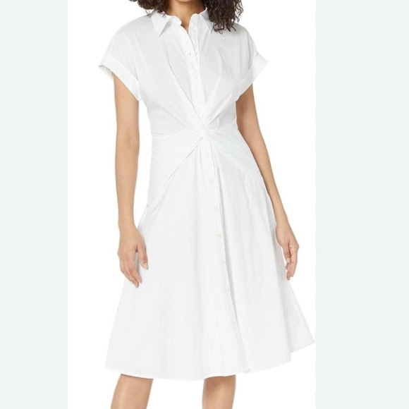 Ralph Lauren Dresses & Skirts - Lauren Ralph Lauren Twist-Front Cotton Shirt Dress
Women's Size 4 White Chic